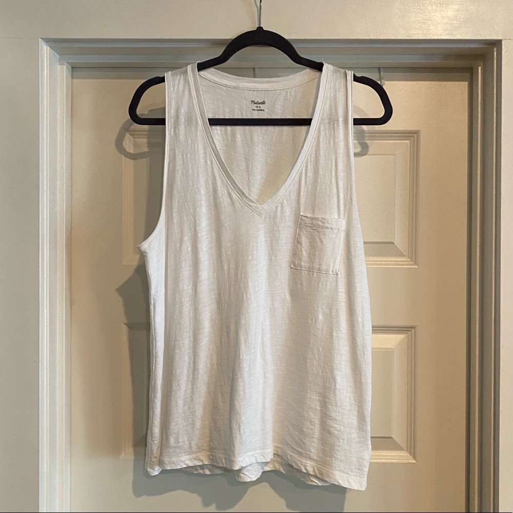 Madewell whisper cotton v-neck pocket tank